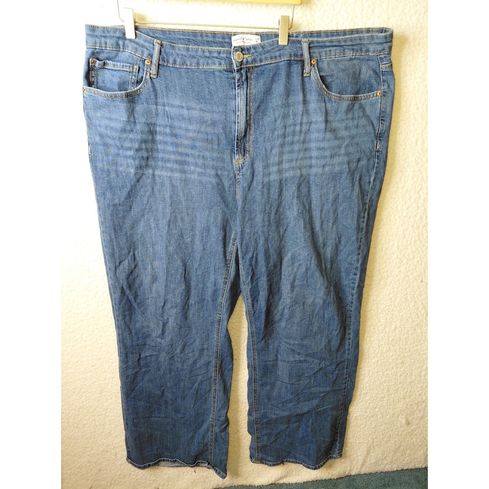 Vanilla Star Plus Size High Rise Straight Leg Jeans Medium Wash Blue Denim 24W